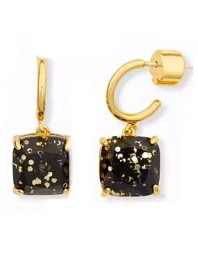 Kate Spade New York huggie black glitter drop n dangle earrings